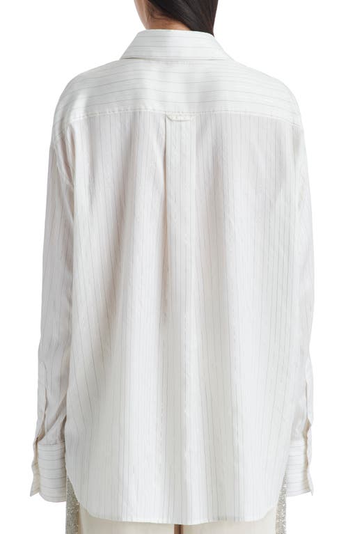 TWP TWP BIG JOE METALLIC STRIPE SILK BUTTON-UP SHIRT