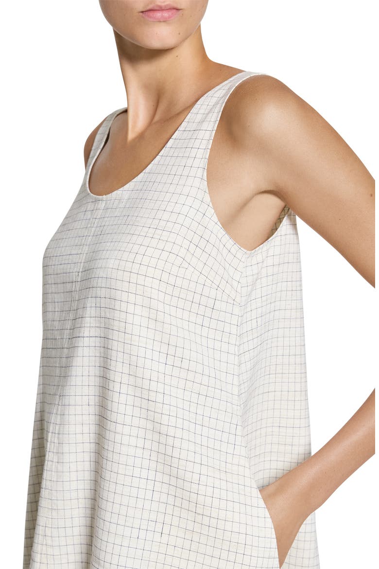 Check Linen Blend Minidress, Alternate, color, NATURAL MULTI