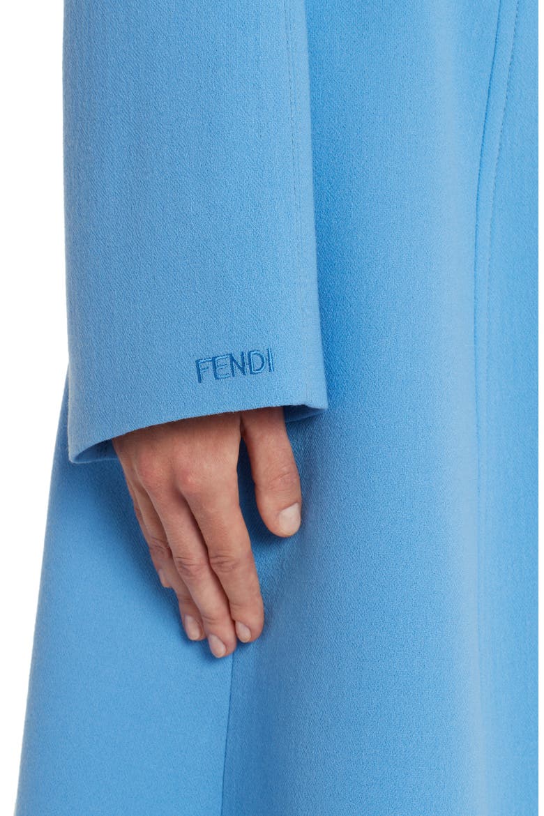 Wool Crepe Coat with Genuine Mink Fur Trim, Alternate, color, ANTIGUA BLUE