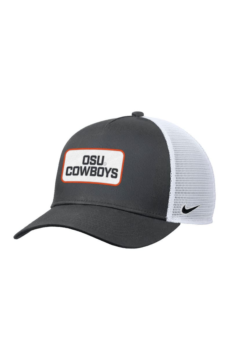 Men's Nike Anthracite Oklahoma State Cowboys 2025 On-Field Rise Trucker Performance Adjustable Hat, Main, color, Anthracite