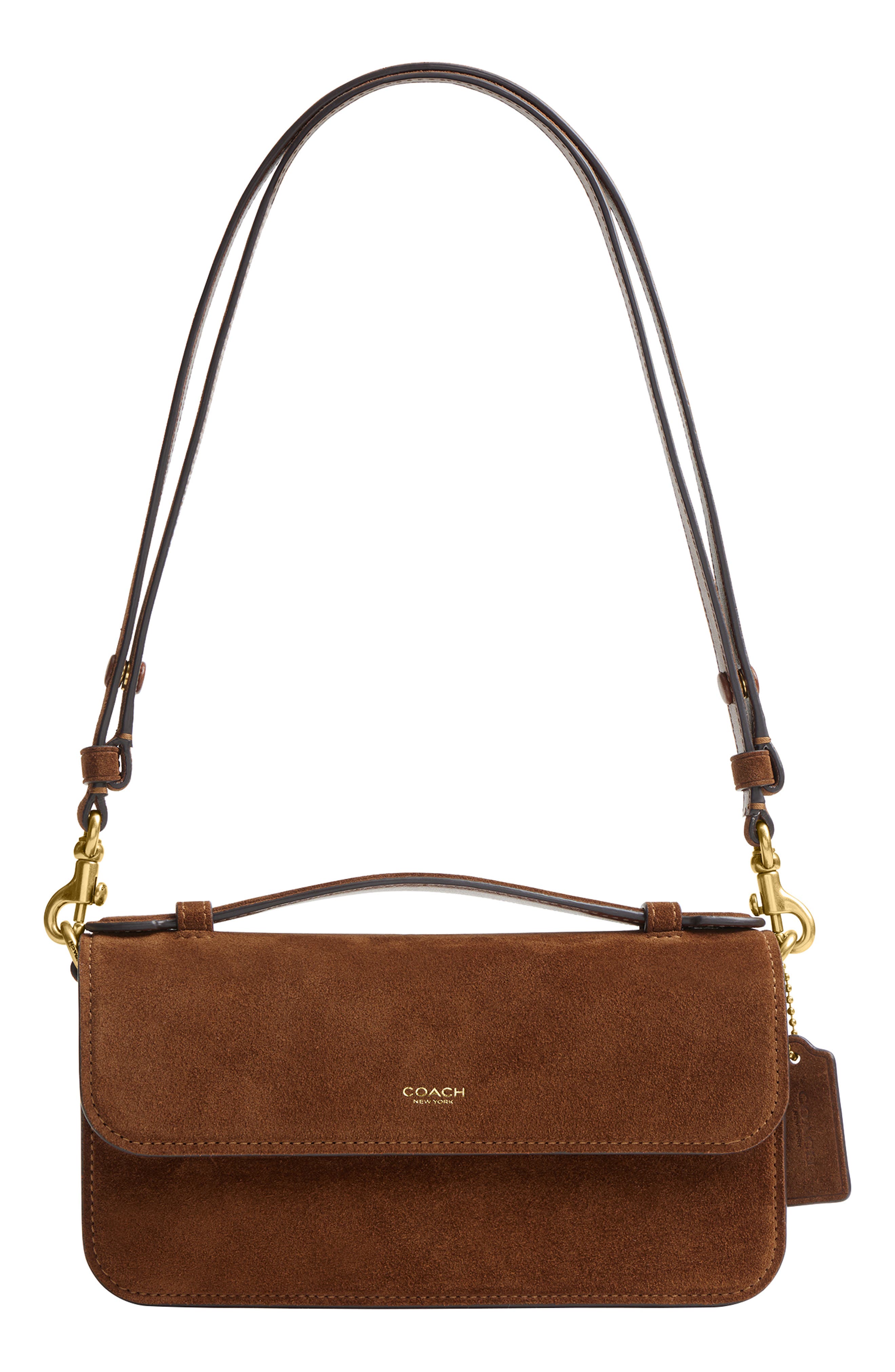 COACH Elora Refined Leather Crossbody Bag, Main, color, B4/ Warm Brown