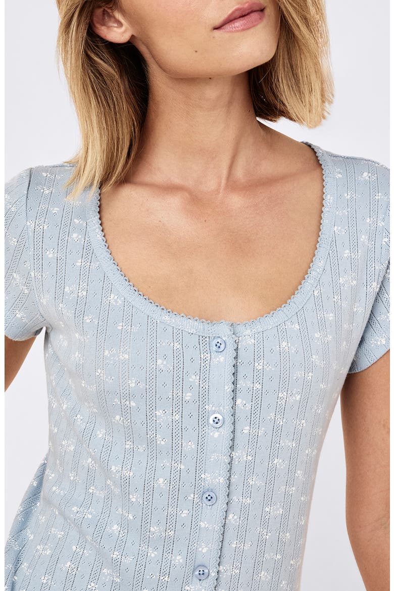 Imogen Pointelle Sleep Top, Alternate, color, CELESTIAL BLUE