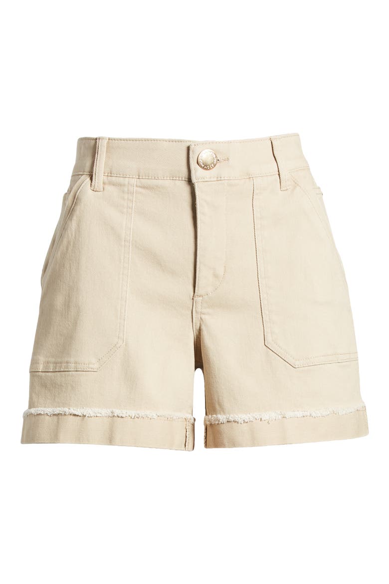 Frayed Patch Pocket High Waist Twill Shorts (Nordstrom Exclusive), Alternate, color, PALE OAK