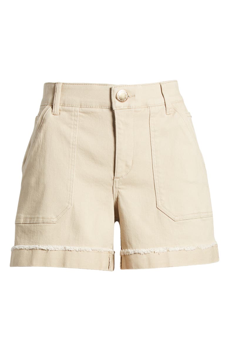 Wit & Wisdom 'Ab'Solution Frayed Patch Pocket High Waist Twill Shorts, Alternate, color, Pale Oak