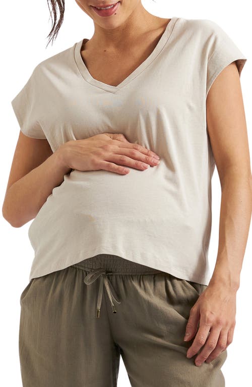 RIPE MATERNITY RIPE MATERNITY MARLY SIDE ZIP COTTON & LINEN MATERNITY/NURSING T-SHIRT