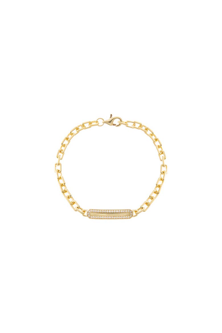 Minimal Pavé ID Bracelet, Main, color, Gold