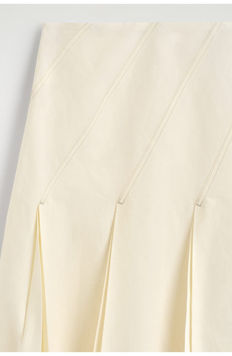 COS Pleated Cotton-linen Midi Skirt, Alternate, color, Ivory
