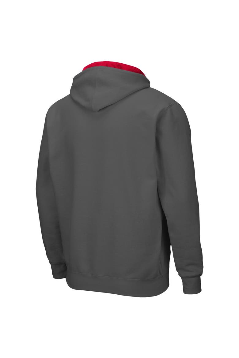 Men's Colosseum Charcoal Rutgers Scarlet Knights Arch & Logo 3.0 Full-Zip Hoodie, Alternate, color, Charcoal