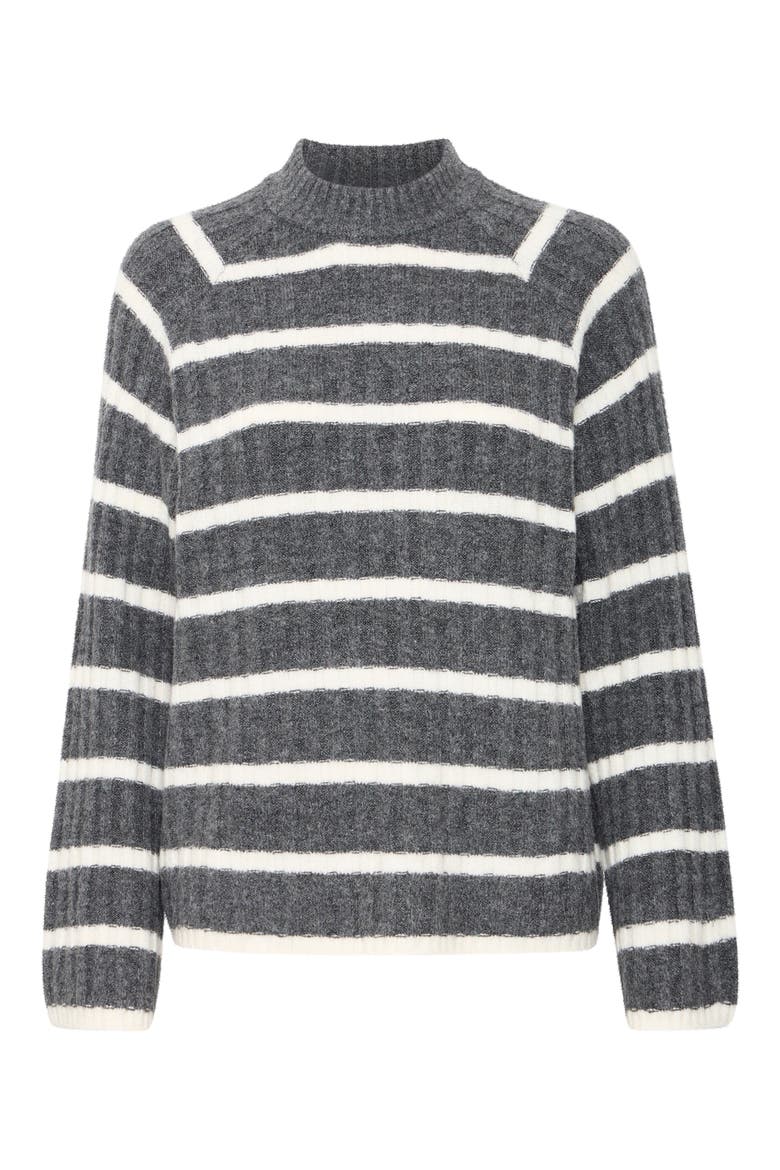 Marianne Striped Sweater, Main, color, DARK GREY MELANG