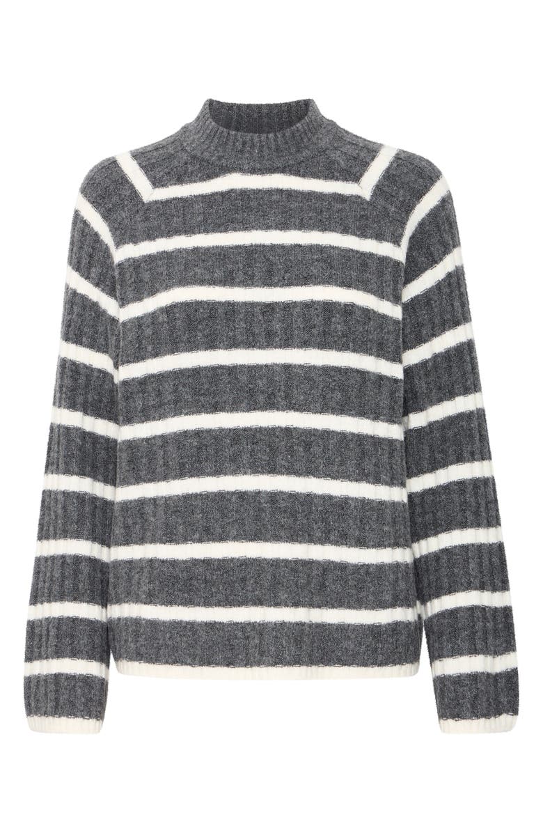 B.YOUNG Marianne Striped Sweater, Main, color, Dark Grey Melang
