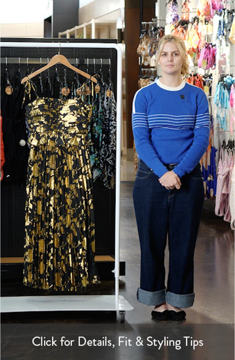 Emerys Metallic Floral Pleated Midi Dress, sales video thumbnail