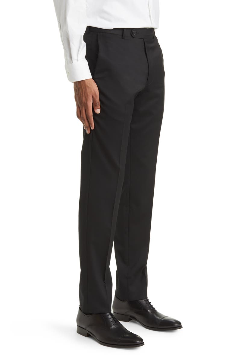 Peter Millar Harker Flat Front Stretch Wool Twill Dress Pants, Alternate, color, Black
