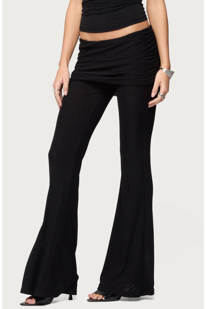 Halli Foldover Waist Skirted Pants, Alternate, color, BLACK
