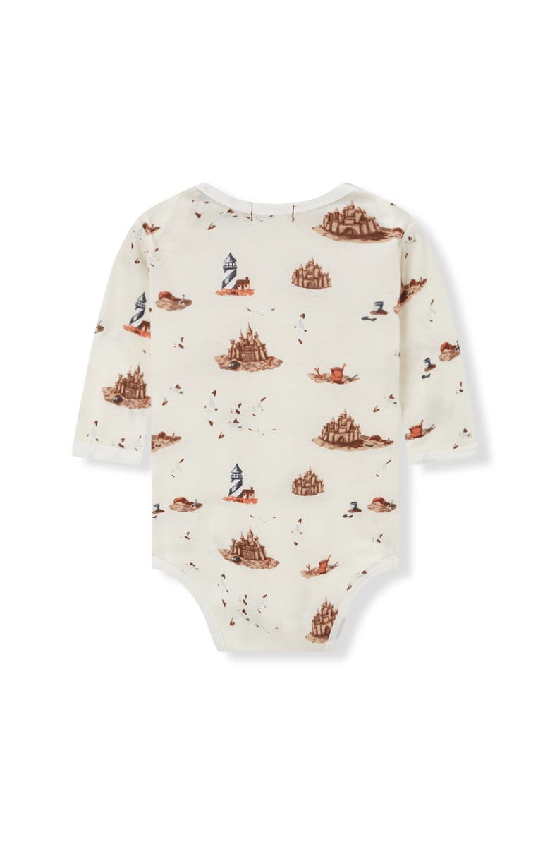 Milkbarn Organic Cotton Long Sleeve One Piece, Main, color, Sandcastle