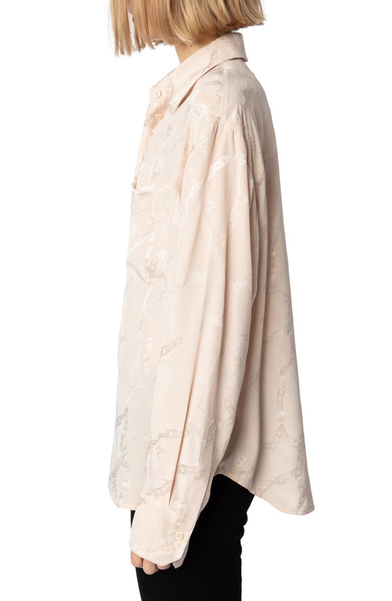 Zadig & Voltaire Morning Chain Jacquard Silk Button-Up Shirt, Alternate, color,