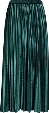 Anne Klein Pull-On Pleated Velour Skirt