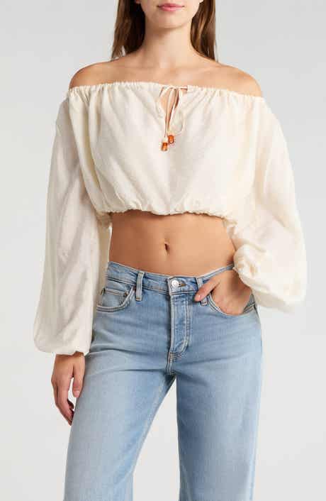 Off the Shoulder Bubble Hem Top