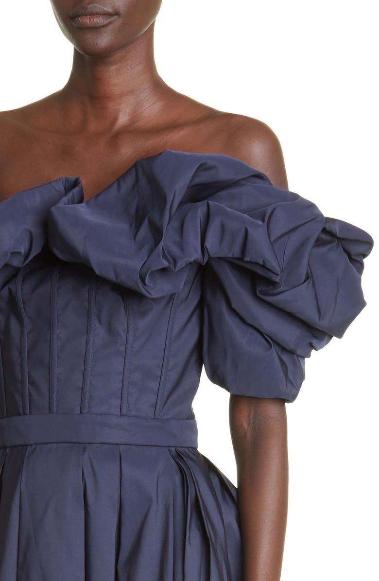 McQueen Off the Shoulder Faille Corset Dress, Alternate, color, 