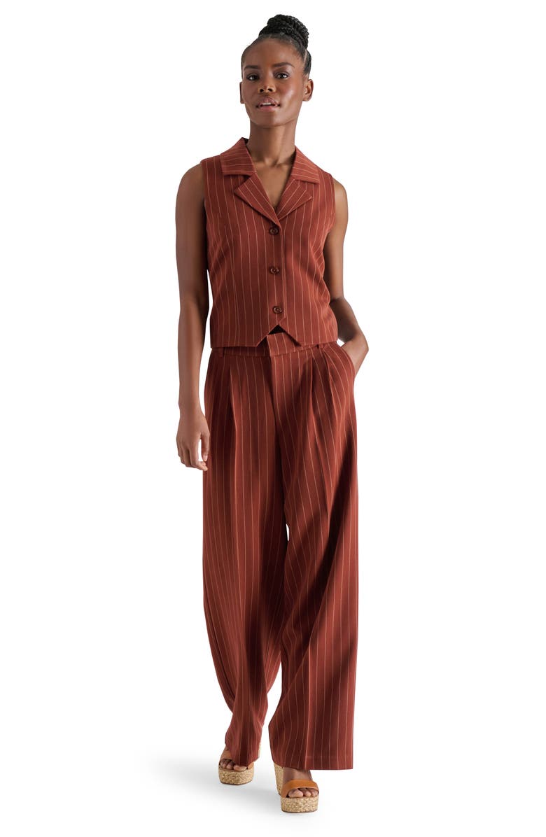 Steve Madden Pleated Straight Leg Pants, Alternate, color, Cinnamon