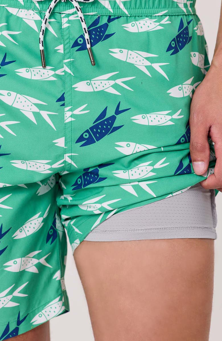 Snapper Rock Kids' Off the Hook UPF 50+ Swim Trunks, Alternate, color, Green