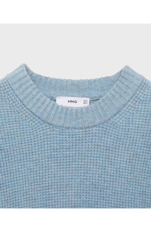 Mango Waffle Texture Crewneck Sweater In Sky Blue