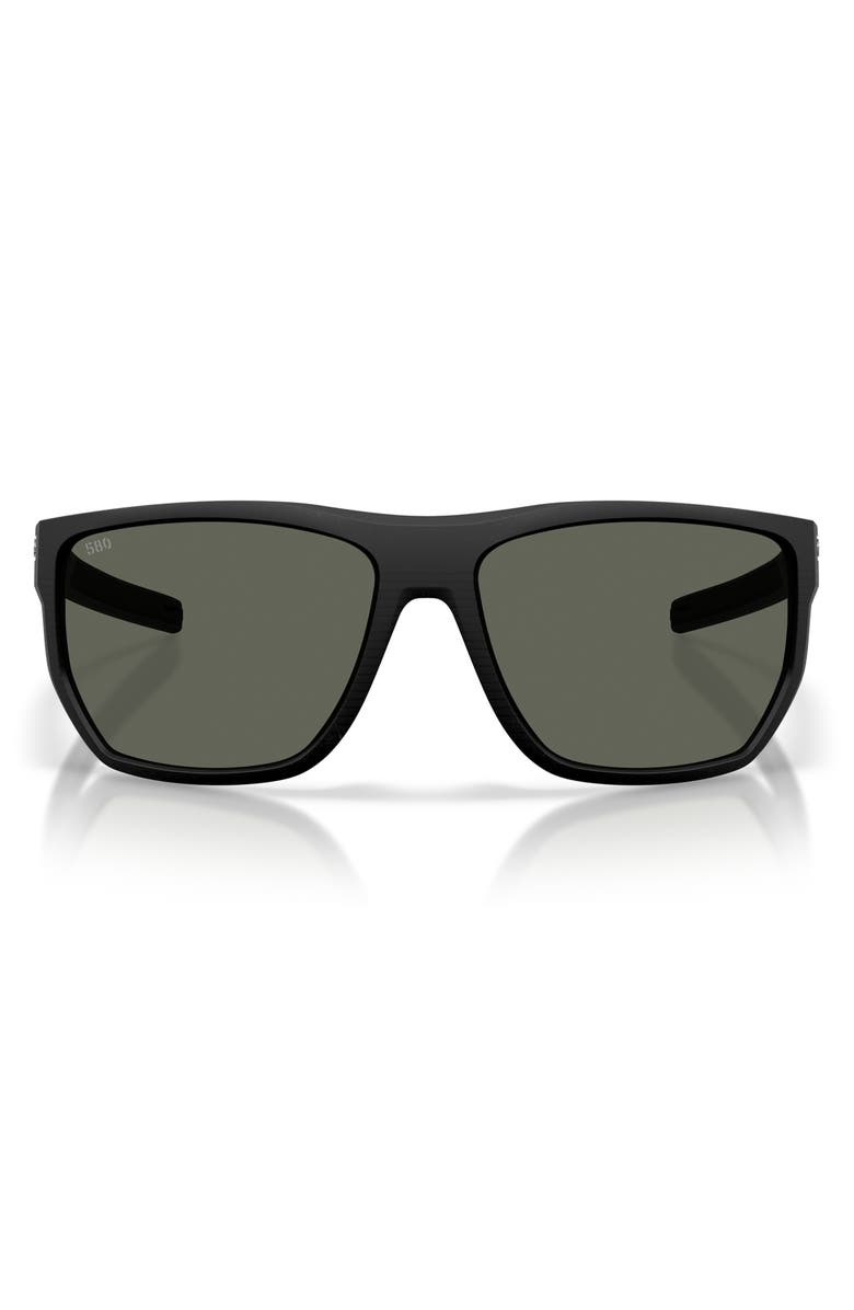 Costa Del Mar Santiago 63mm Oversize Polarized Rectangular Sunglasses, Main, color, Netplus Black / Gray 580G