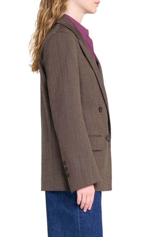 Twp Harper Wool Blend Double Breasted Blazer In Brown