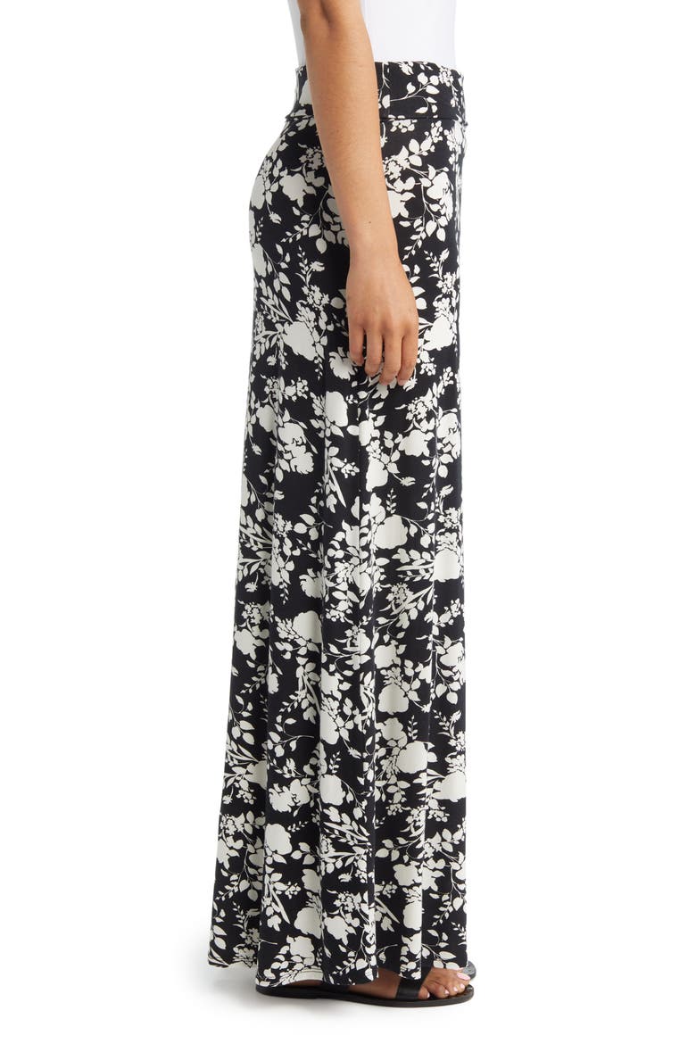 Floral Roll Top Maxi Skirt, Alternate, color, BLACK/IVORY