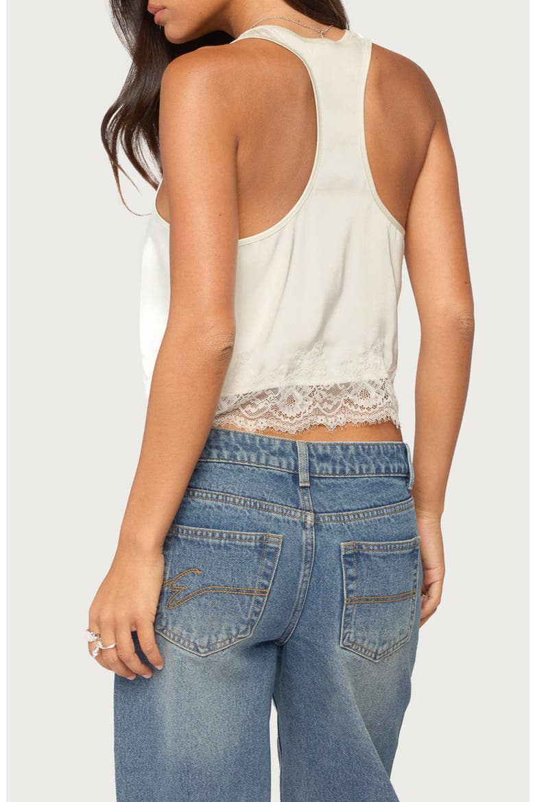 Onie Lace Hem Satin Tank, Alternate, color, CREAM