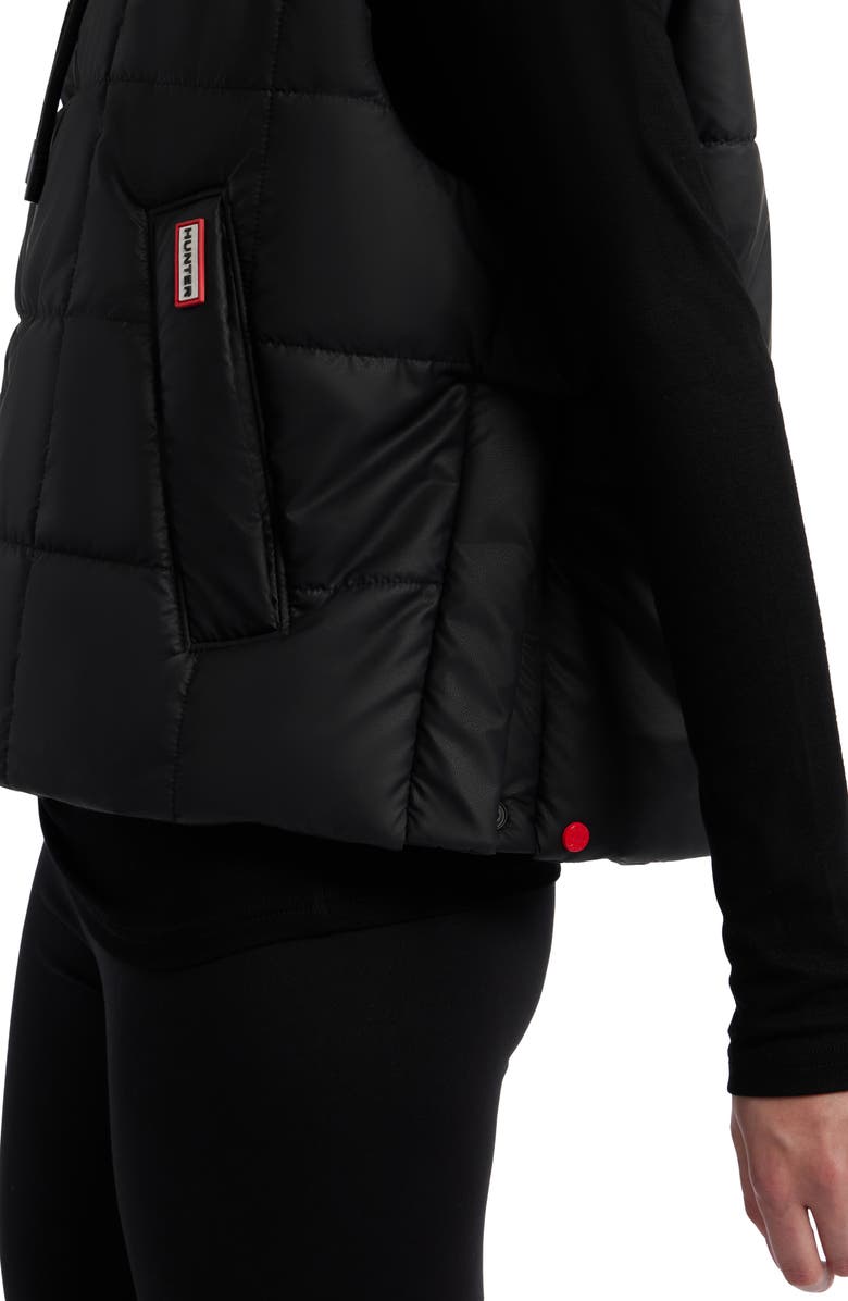 Hunter Lindsey Quilted Coated Water Repellent Vest, Alternate, color, Black