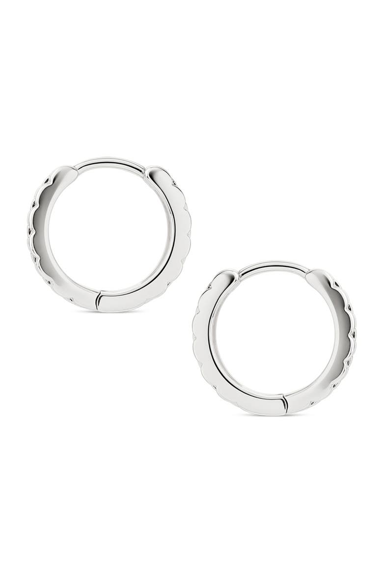 Honeycomb Huggie Hoop Earrings, Alternate, color, SILVER