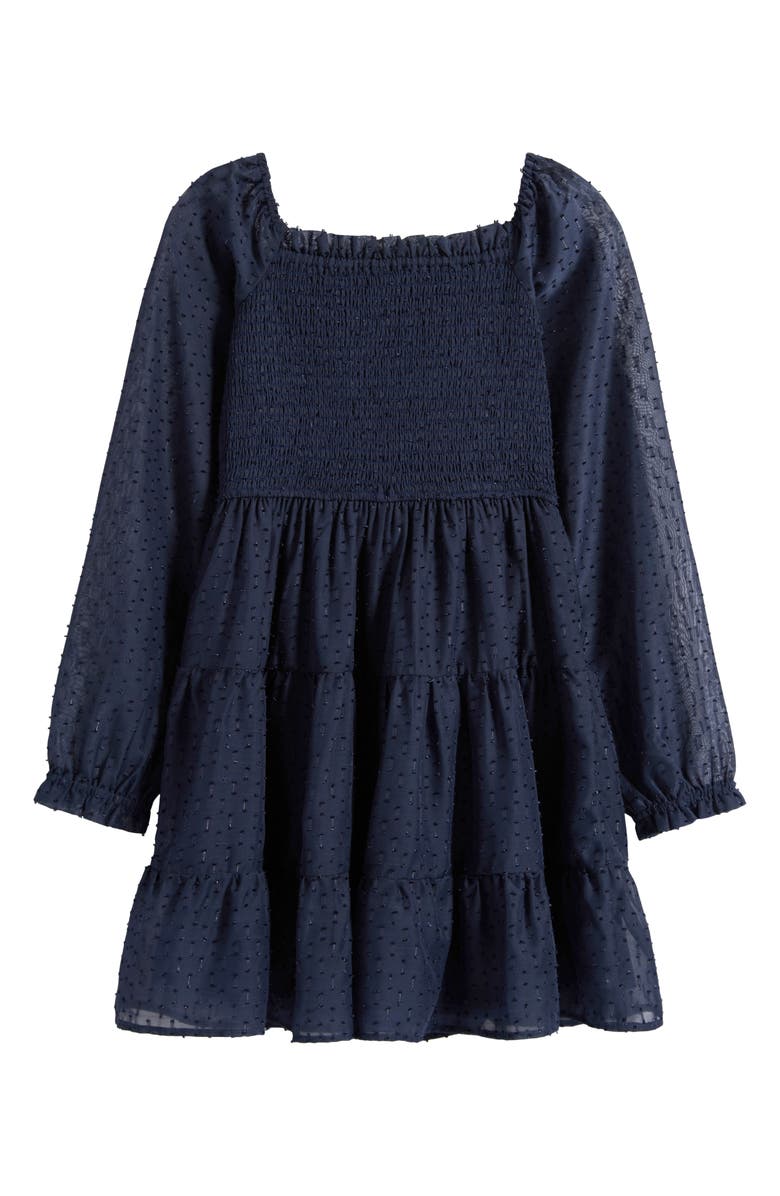 Ava & Yelly Kids' Smocked Long Sleeve Dress, Alternate, color, Navy