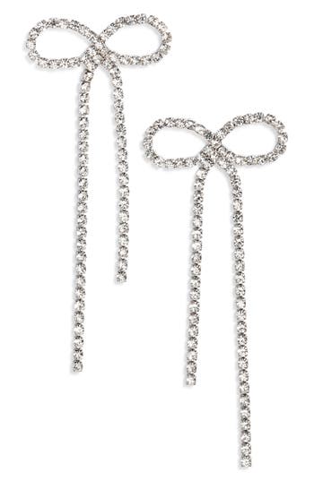 Open Edit Crystal Bow Drop Earrings