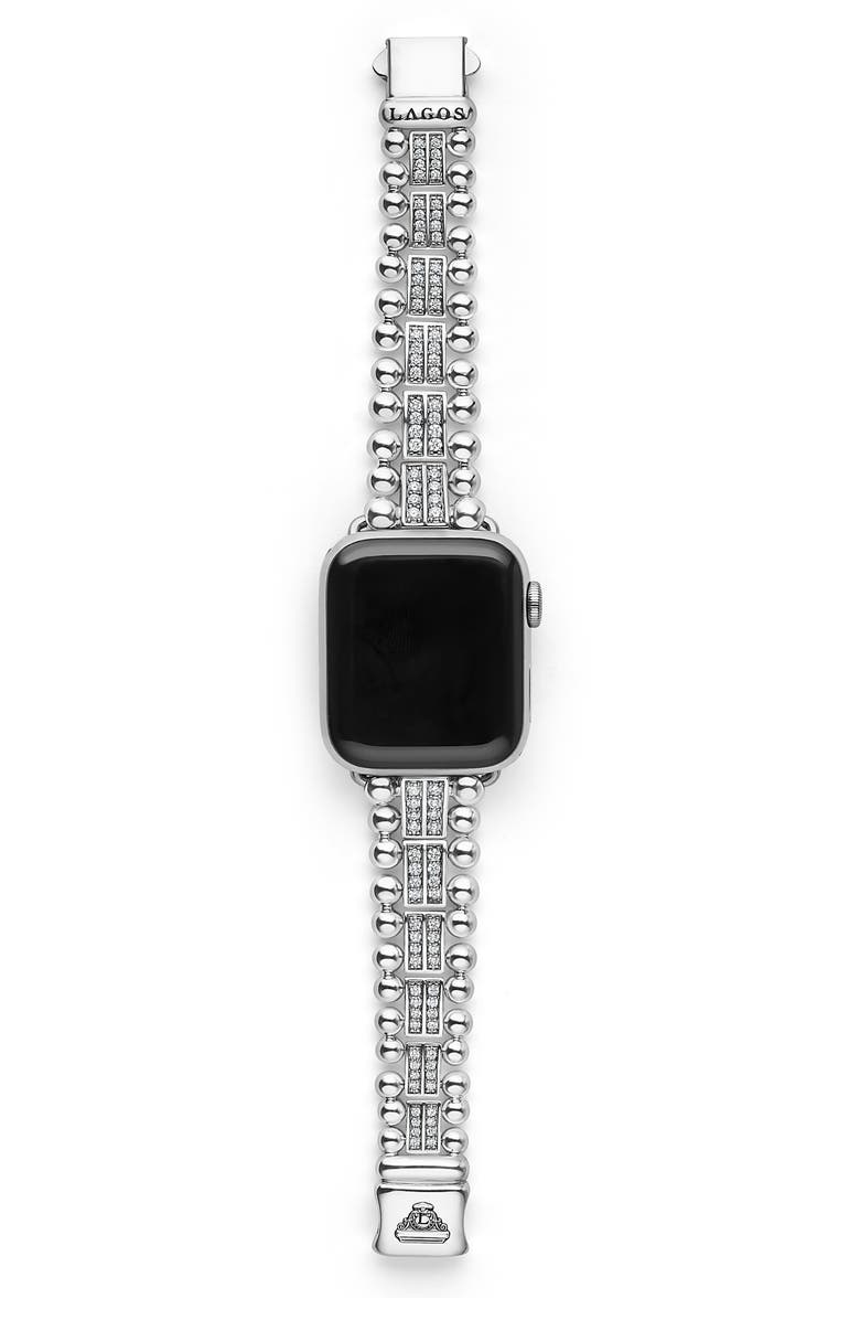 LAGOS Smart Caviar Sterling Silver Diamond Apple Watch<sup>®</sup> Watchband, Alternate, color, Silver