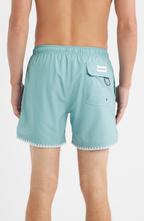 Mavrans Mint Stitch Waterproof Swim Trunks In Blue