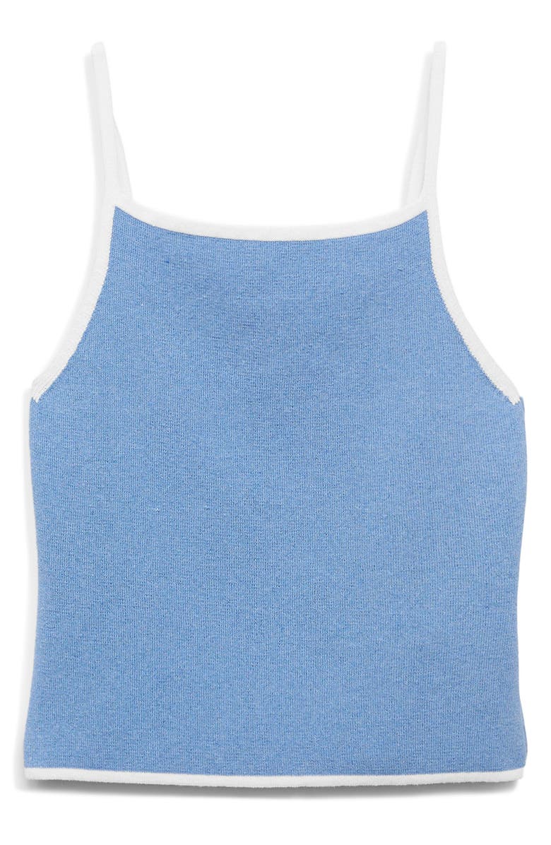 MANGO Contrast Trim Strappy Back Camisole, Alternate, color, Sky Blue