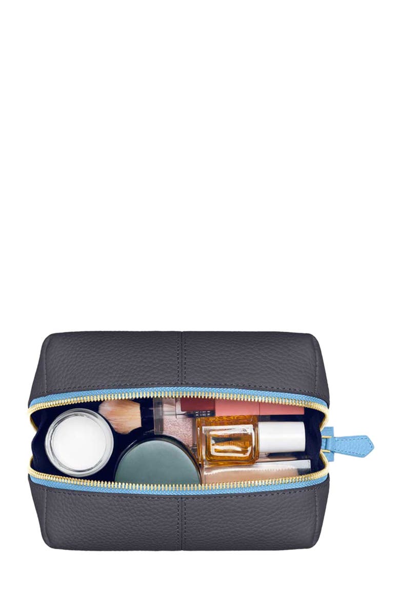 Leather Beauty Pouch, Alternate, color, Graphite Sky