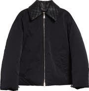 Bottega Veneta Intrecciato Leather Collar Tech Nylon Puffer Jacket
