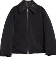 Bottega Veneta Intrecciato Leather Collar Tech Nylon Puffer Jacket