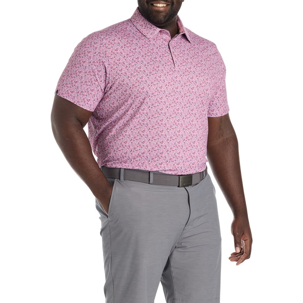 Callaway Big & Tall Confetti-print Performance Polo Shirt In Pink