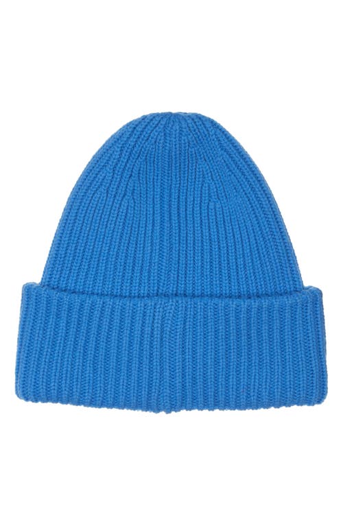 Moncler Logo Patch Virgin Wool & Cashmere Beanie In Blue