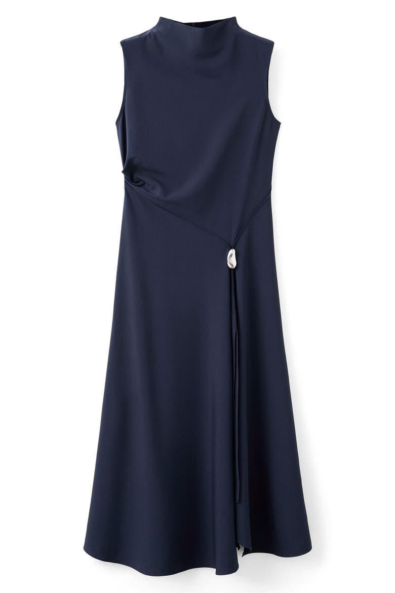Mock Neck Midi Dress, Alternate, color, DARK NAVY