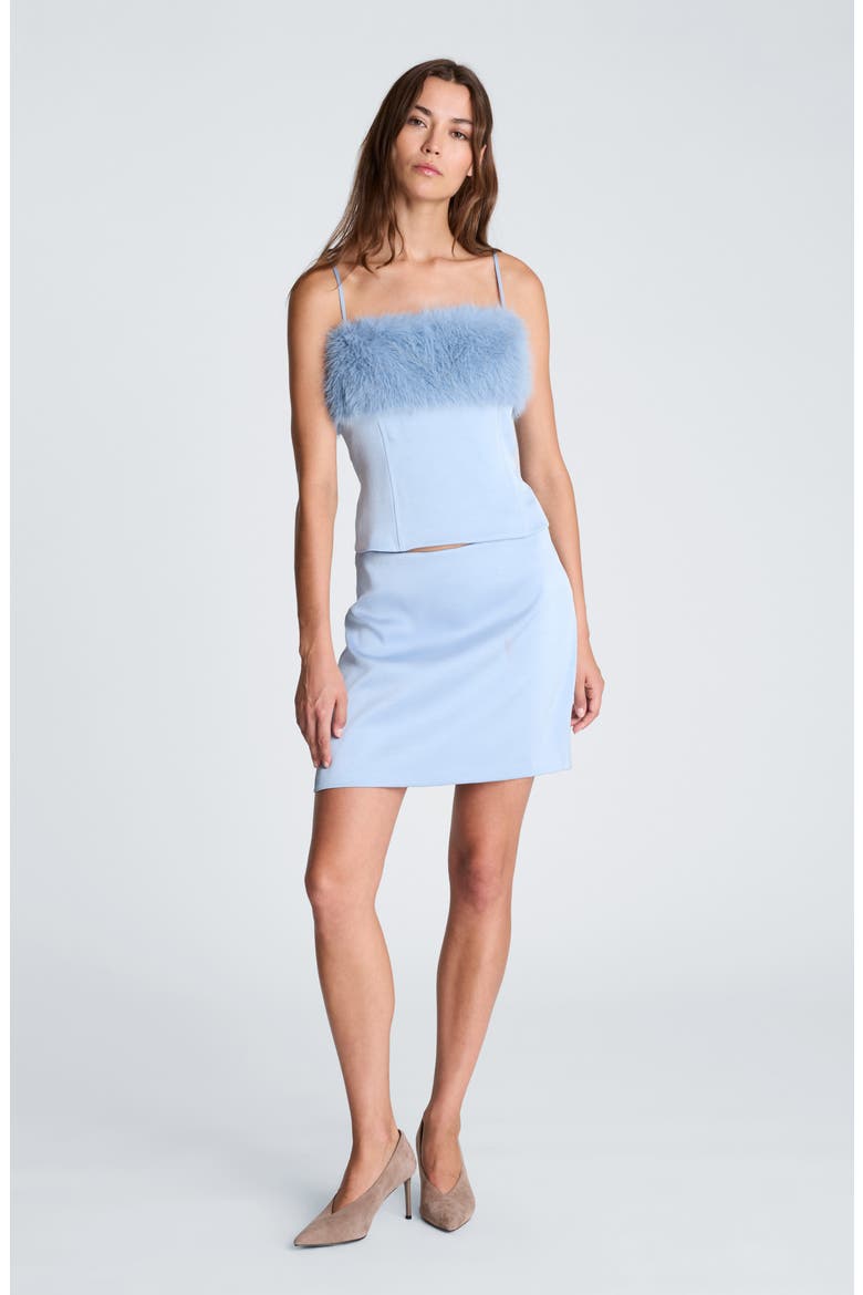 Double Faced Satin Miniskirt, Alternate, color, SERENE BLUE