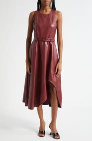 Cinq à Sept Zelda Faux Leather High Low Hem Dress