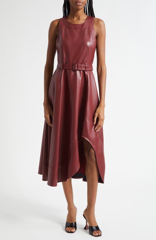 Cinq À Sept Zelda Faux Leather High Low Hem Dress In Red