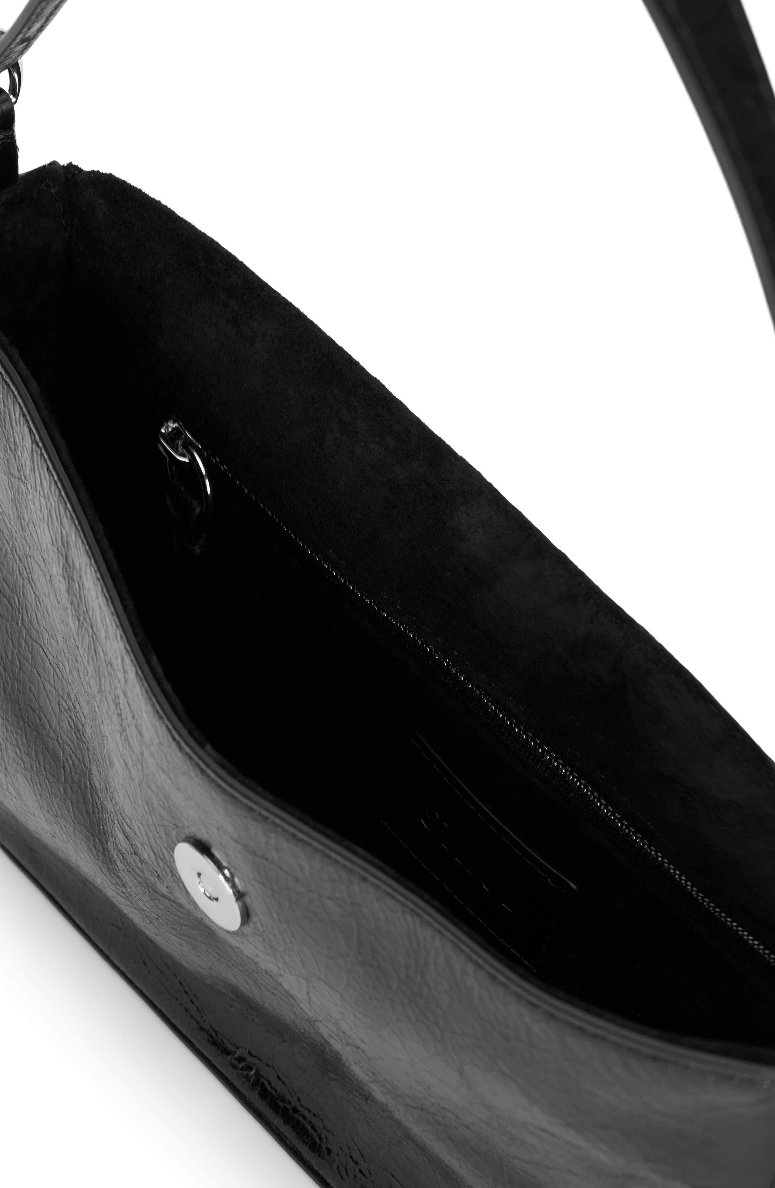 STAUD Harlow Leather Shoulder Bag, Alternate, color, Black