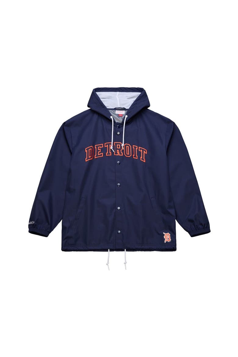 Men's Mitchell & Ness  Navy Detroit Tigers Full-Snap Hooded Coaches Jacket, Main, color, Navy