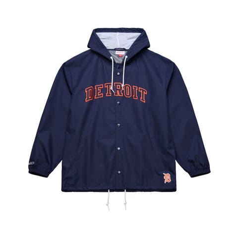 Men's Mitchell & Ness  Navy Detroit Tigers Full-Snap Hooded Coaches Jacket