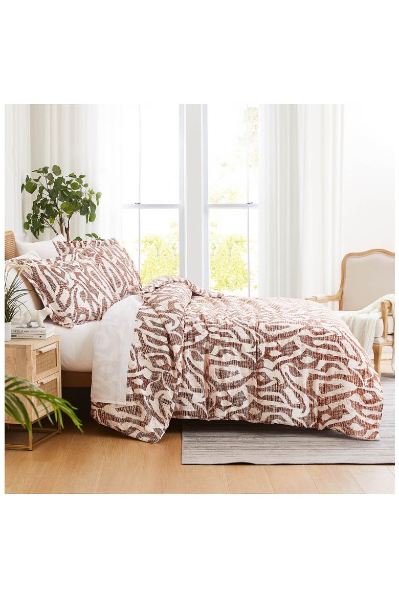 Khari Reversible Duvet & Sham Set, Alternate, color, RUST