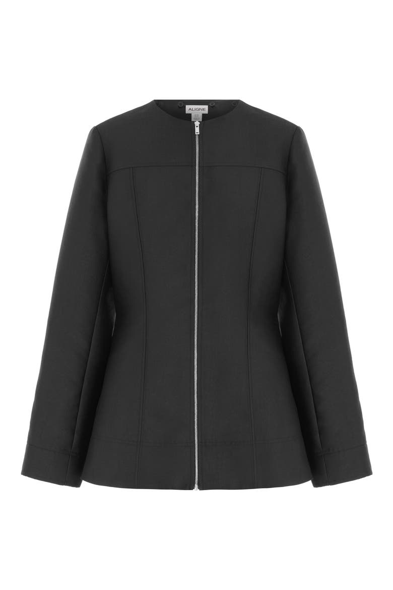 Dara Collarless Jacket, Alternate, color, BLACK
